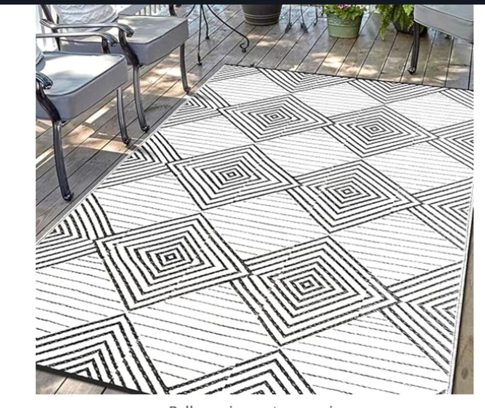 Waterproof Outdoor Rug 5x8ft, Foldable Reversible Plastic Straw Mat